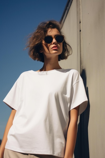 Photo tshirt sunglasses sleeve blouse