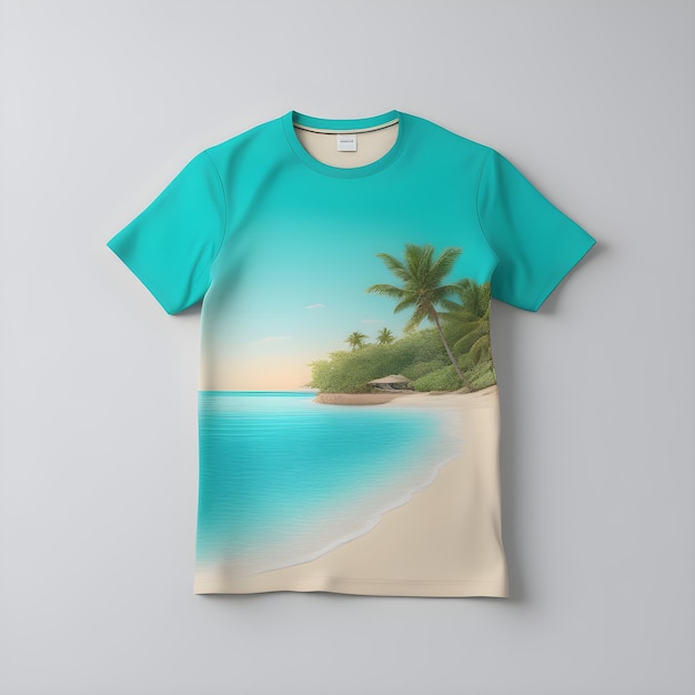 a tshirt with a refreshing coastal colour green sandy and aqua coluor