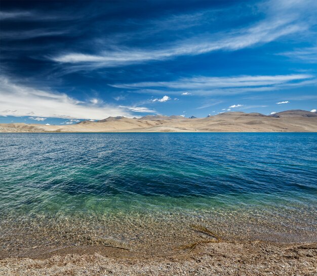 Tso Moriri lake in Himalayas, Ladakh, India