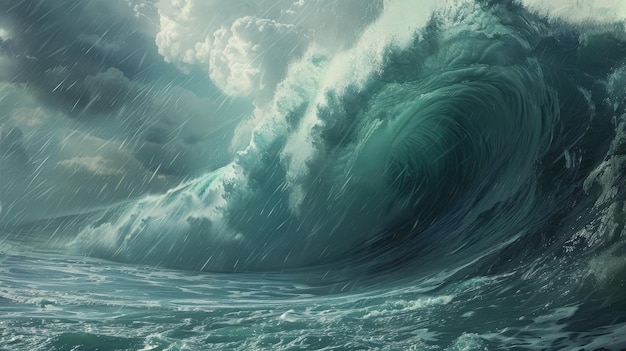 Tsunami wave storm ocean Generative AI