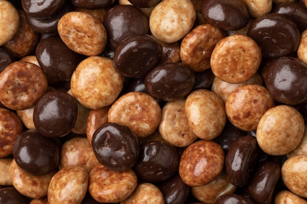 Ttraditional Dutch kruidnoten cookies covered with chocolate and coffee icing