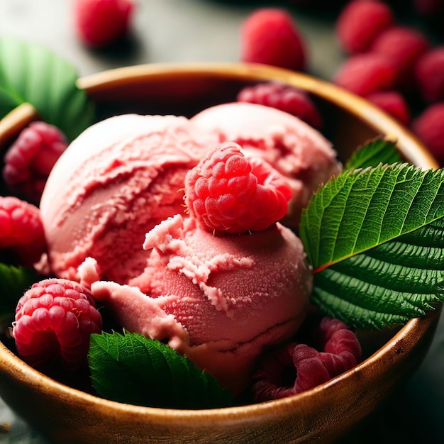 A tub of delicious raspberry ice cream