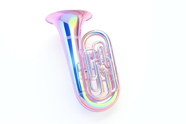 Photo a tuba icon iridescent euphonium horn white background