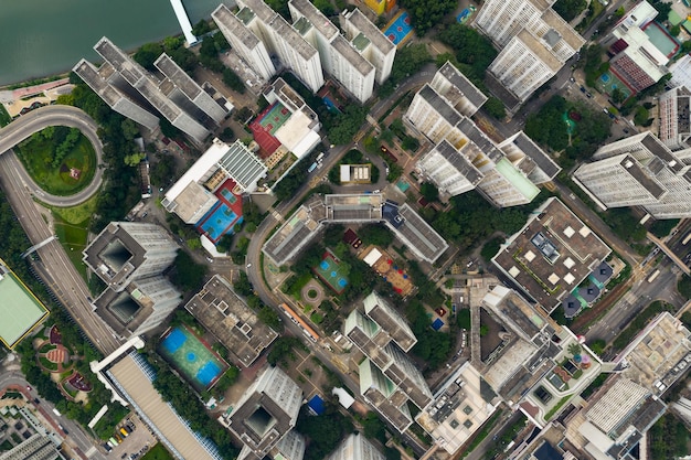 Tuen Mun, Hong Kong 09 September 2018:-Top down of Hong Kong district