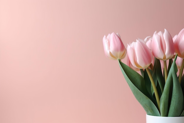 Tulip flowers on pink background