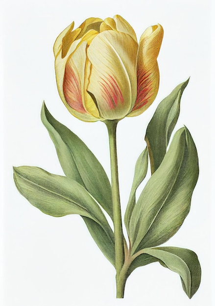 Tulip Painting Spring Flower Drawing Tulip Botanical Illustration Abstract Generative Ai Illustration