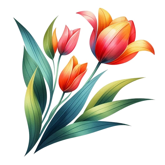 Tulip Watercolor Clipart Spring Bloom