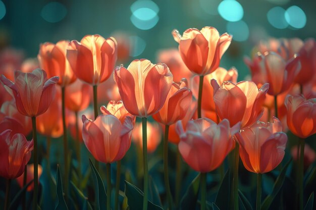 Tulips against the background of sun light selective focus