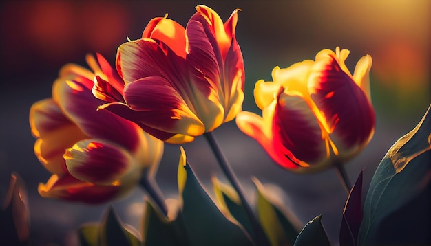 Tulips Beautiful bouquet of tulips colorful tulips tulips in springcolourful tulipgenerative ai