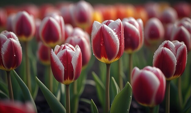 Tulips a field of blooming tulip flowers