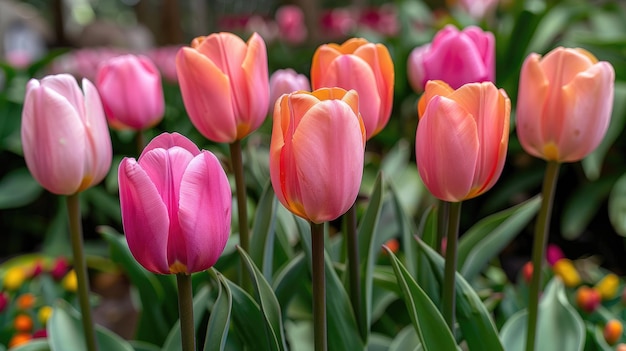 Tulips in the garden HD 8K wallpaper Stock Photographic Image