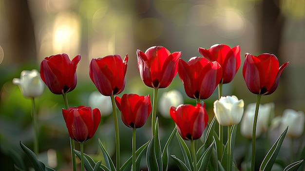 Tulips in the garden HD 8K wallpaper Stock Photographic Image