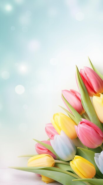 tulips lying on empty background