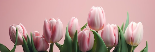 tulips on pink pastel background