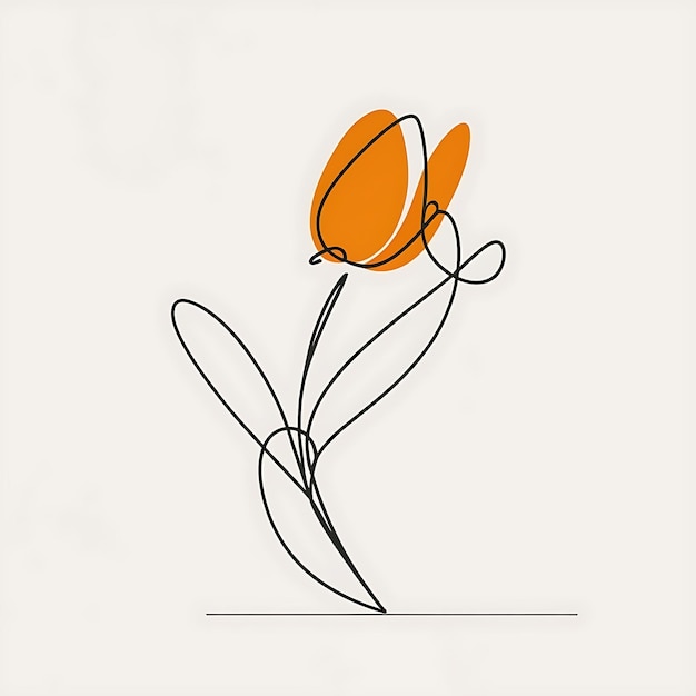 Tulips the wind blows charming minimalist artwork depicting the silhouette of a long flower