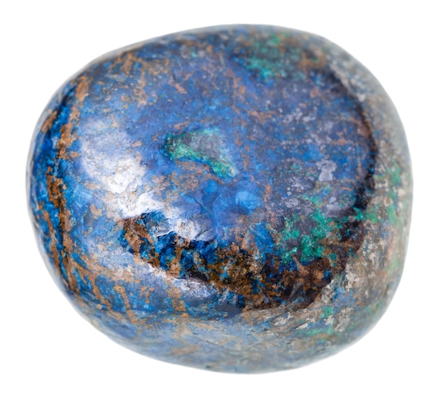 Tumbled blue Azurite gemstone isolated