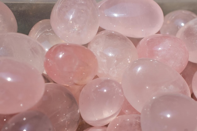 Tumbled Rose Quartz gem stone as mineral rock