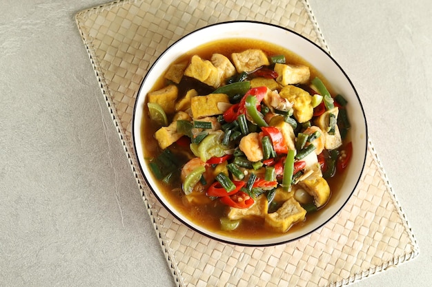 Tumis kacang panjang or stir fried long bean and tofu known as simple asian dish