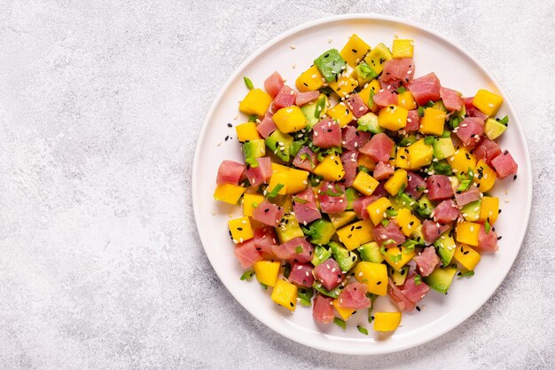 Tuna mango avocado salad tartare