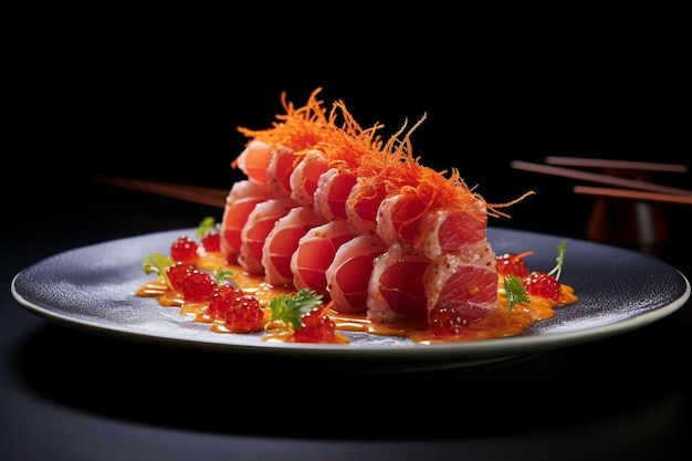 Photo tuna sashimi with tobiko