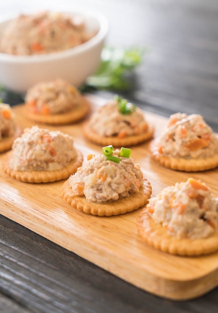 tuna spread with cracker