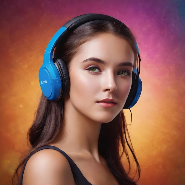 Tune and Trend Woman Finds Musical Bliss Through Stylish Headphones