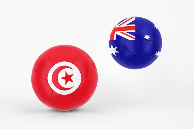 Tunisia VS Australia In White Background