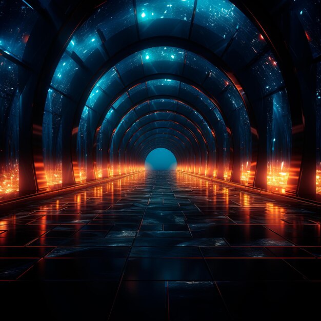 tunnel background with neon lights