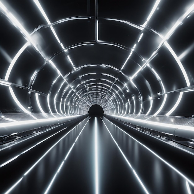 Tunnel of glowing arcs abstract background