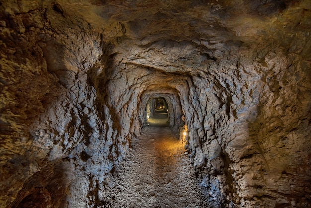 Photo tunnel interior in the famous mines of la union in murcia, spain.