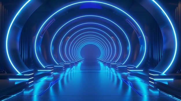 a tunnel that has a blue light on it