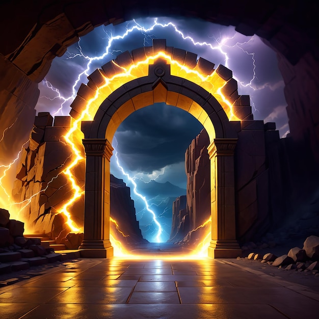 a tunnel with a lightning bolt on the top