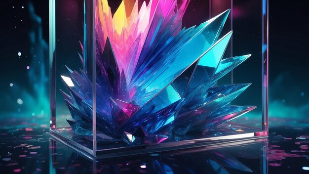 Photo tunning geometric abstracts 3d depth glass layers and cosmic vibes in digital art