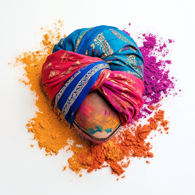 Photo turban and holi colors indian