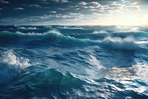 Turbulent ocean with crashing waves