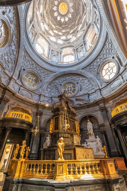 Turin, Italy - Circa August 2021: the Chapel of the Shroud, 1694 by Guarini. One of the most important holy locations for Christian religion