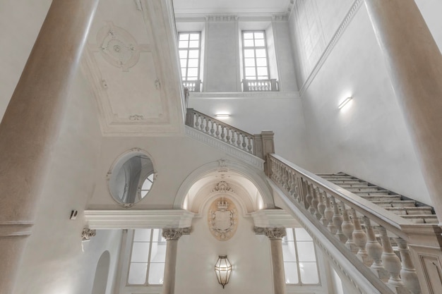 TURIN ITALY CIRCA MAY 2021 luxury staircase made of marble in an antique Italian palace