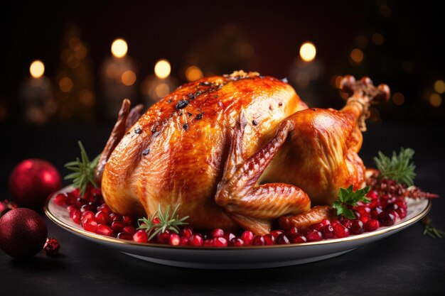 Turkey dish traditional festive food for christmas or thanksgiving ai generated