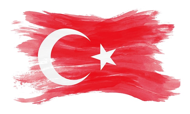 Turkey flag brush stroke, national flag on white background