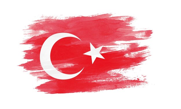 Turkey flag brush stroke, national flag on white background