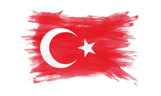 Turkey flag brush stroke, national flag on white background