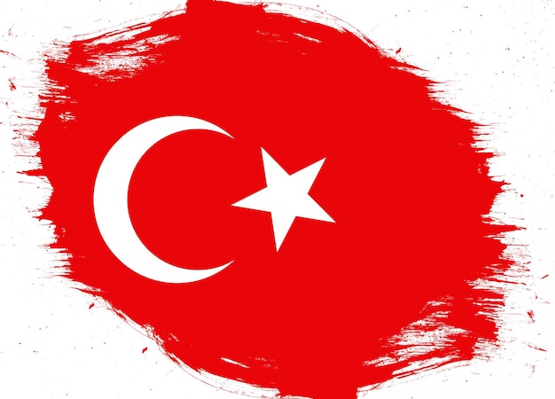 Turkey flag on distressed grunge brush background