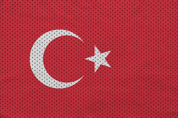 Turkey flag printed on a polyester nylon sportswear mesh fabric 