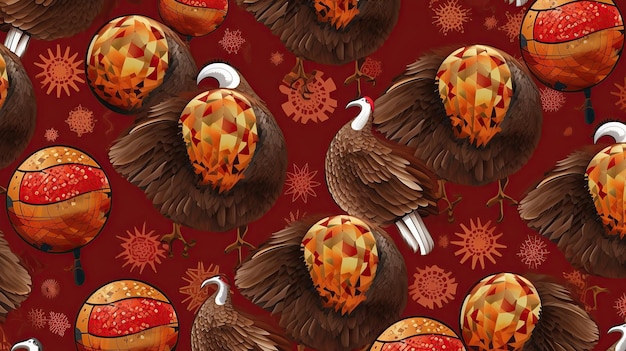 Turkey and football pattern vector style Generative AI