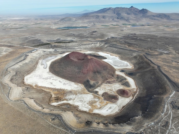 Turkey Konya crater lake, Lake Meke, Unfortunately the lake no longer exists because the lake is dry, November 20, 2022. Drone photo.