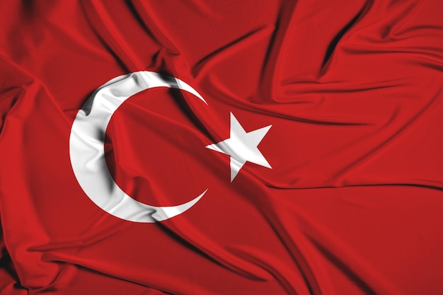 Turkey official national flag of silk fabric texture