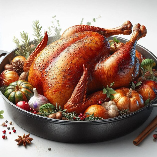 Turkey roasting pan on white background