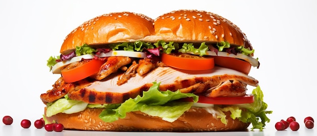 Turkey Sandwich on White Background