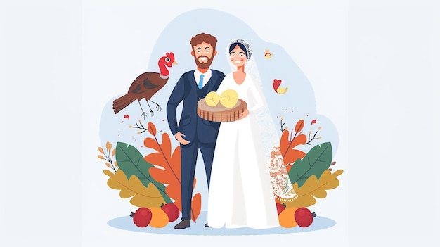 Turkey wedding couple vector flat minimalist