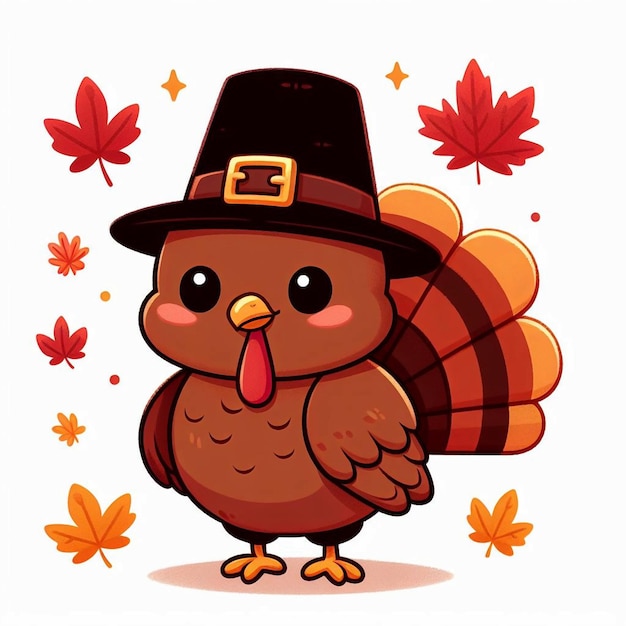 a turkey with a hat that says  thanksgiving  on it